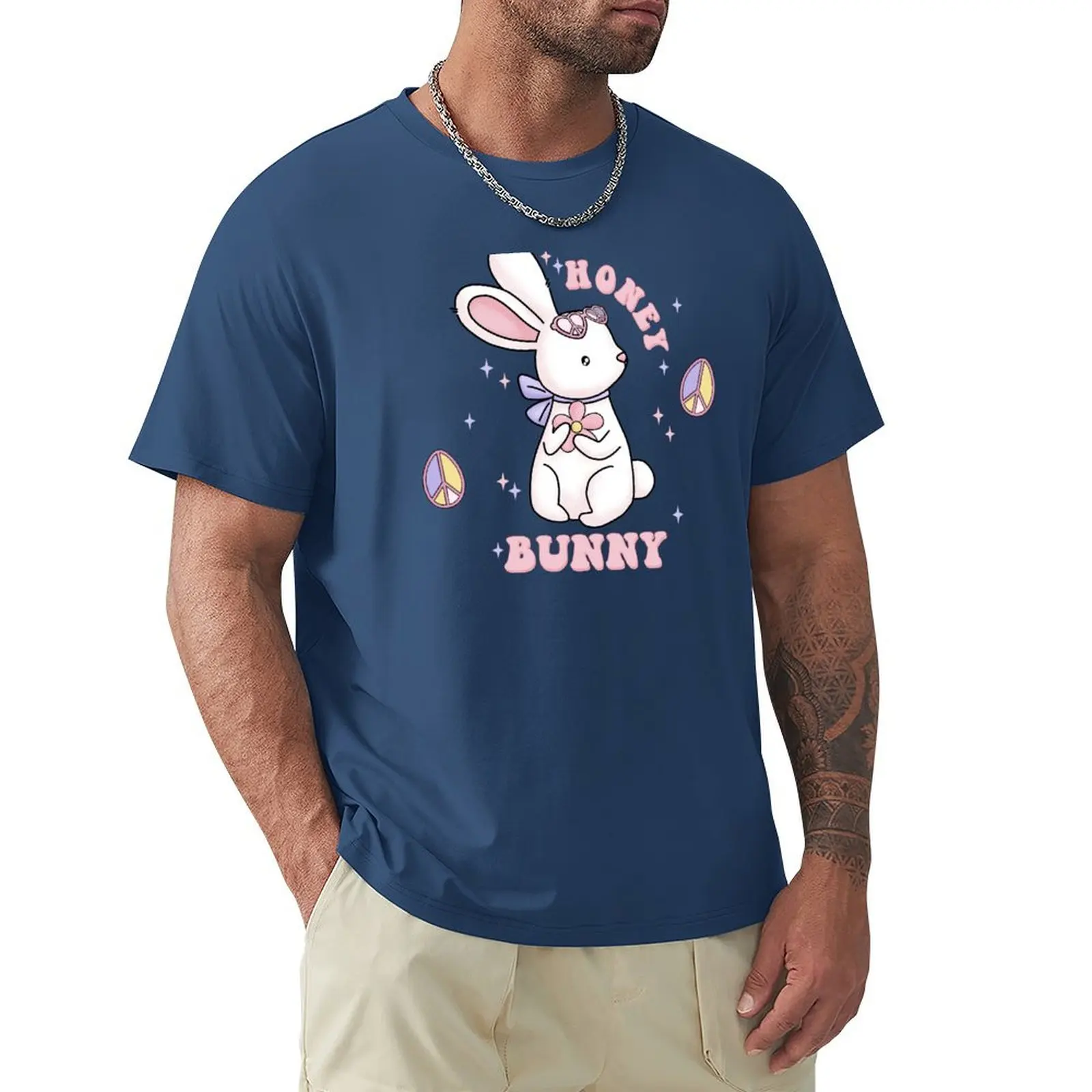 Easter Bunny Rabbit Hippie Easter Egg Design Honey Bunny Happy Easter Graphic T-Shirt plain sublime plain white t shirts men