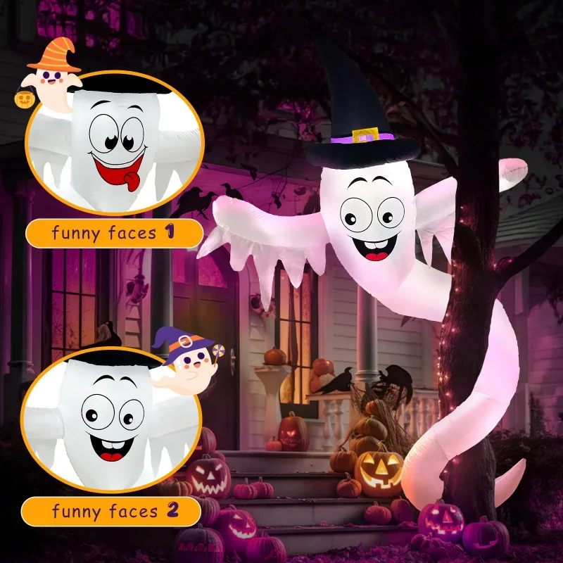 Halloween decorative garden ornament luminous with LED lights ghost holding tree air mold