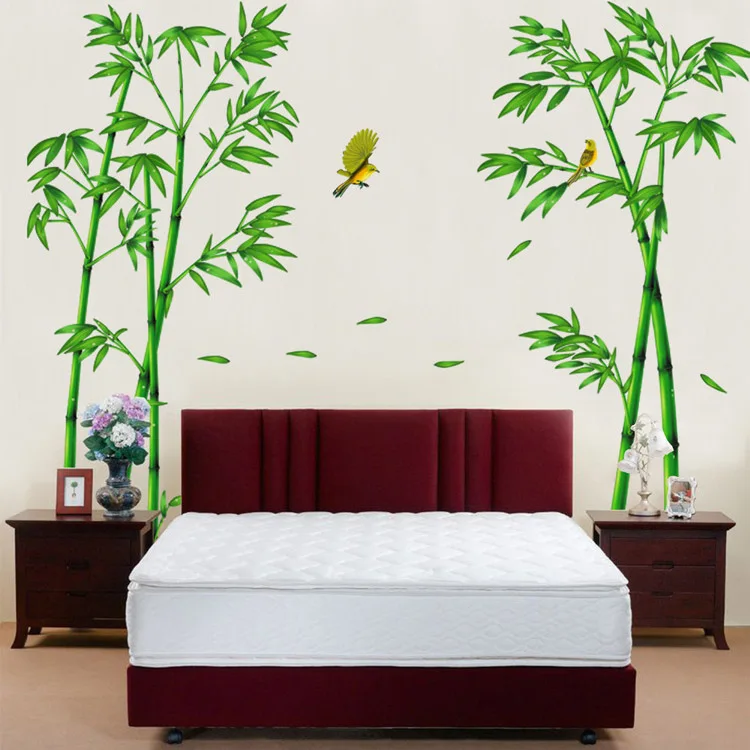 2pcs Chinese Bamboo Wall Stickers for Living Room Bedroom Background PVC Eco-friendly Decals Murals Home Decoration Wallpaper