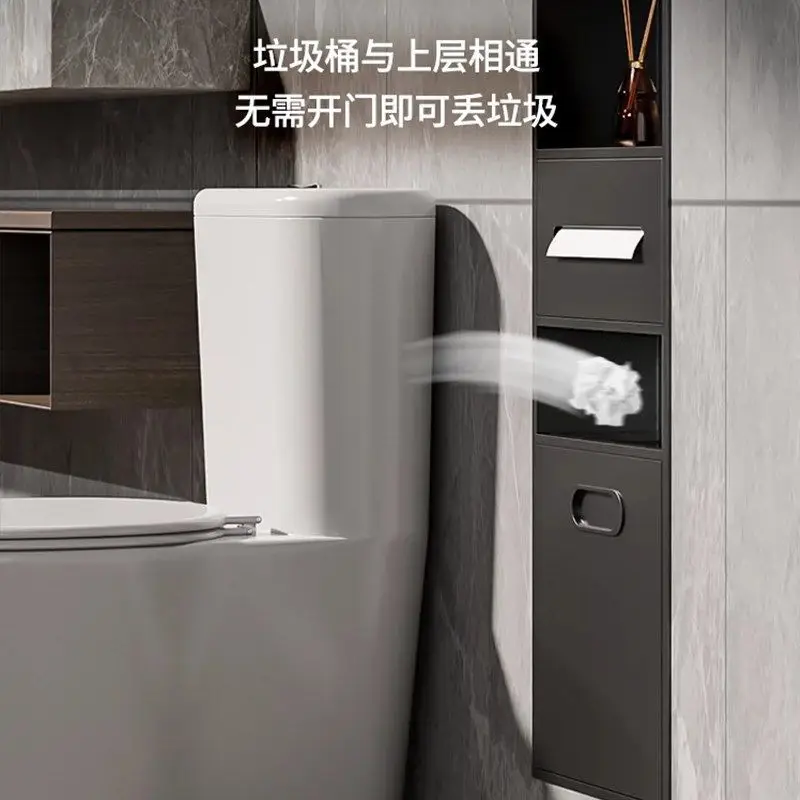 304 Stainless Steel Recessed Toilet Trash Can & Tissue Holder Combo – Wall-Mounted Hidden Garbage Bin with Storage Cabinet