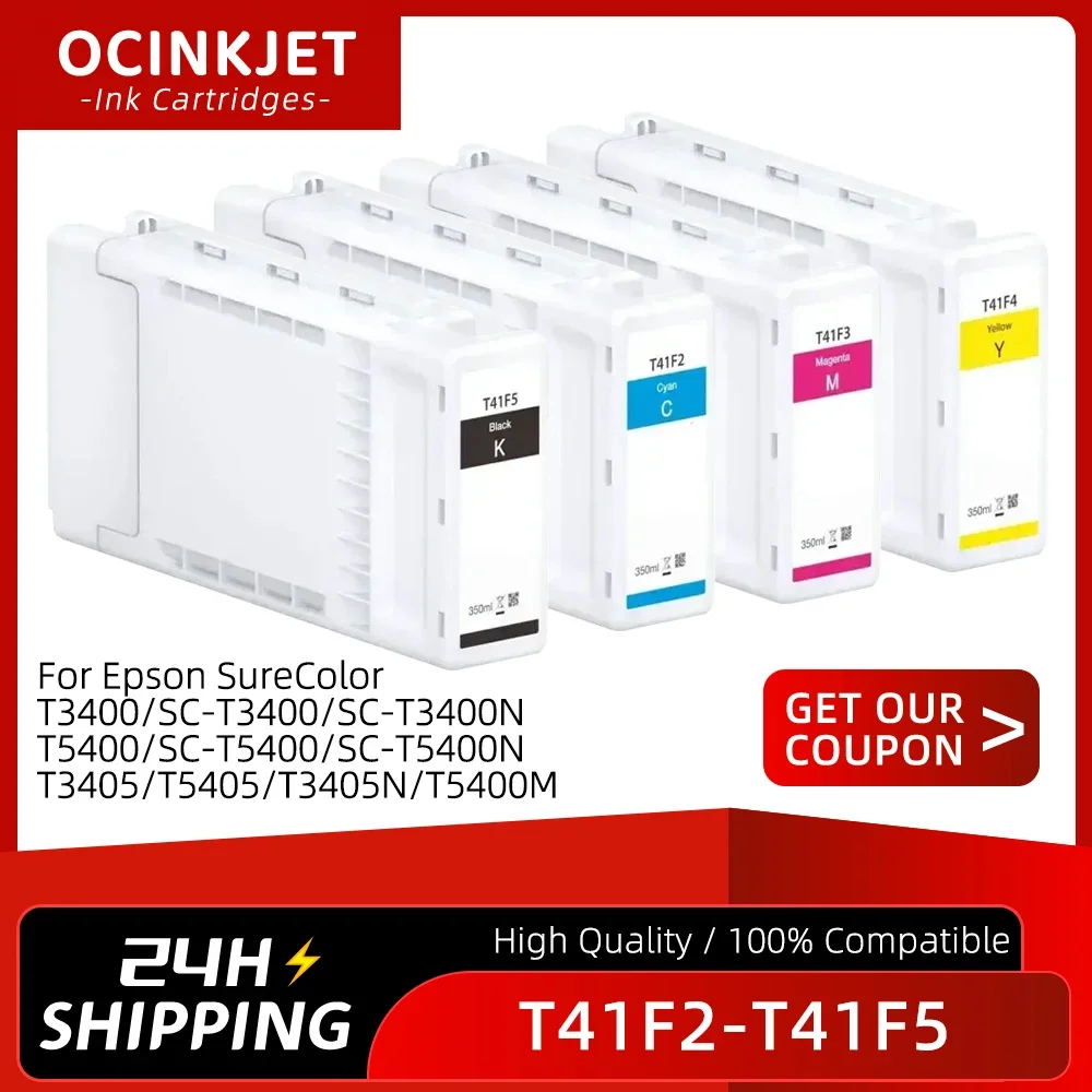 

New T41F T41F2 T41F3 T41F4 T41F5 Full Ink Cartridge For Epson SureColor T3400 T5400 T3405 T5405 T3400N T3405N T5400M 350ML