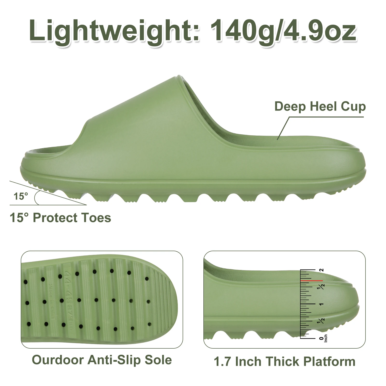 Litfun Summer Thick Sole Slippers For Men Outdoor Thick Platform Beach Sandals Male Soft Bottom Shower Slides Couple Casual Shoe