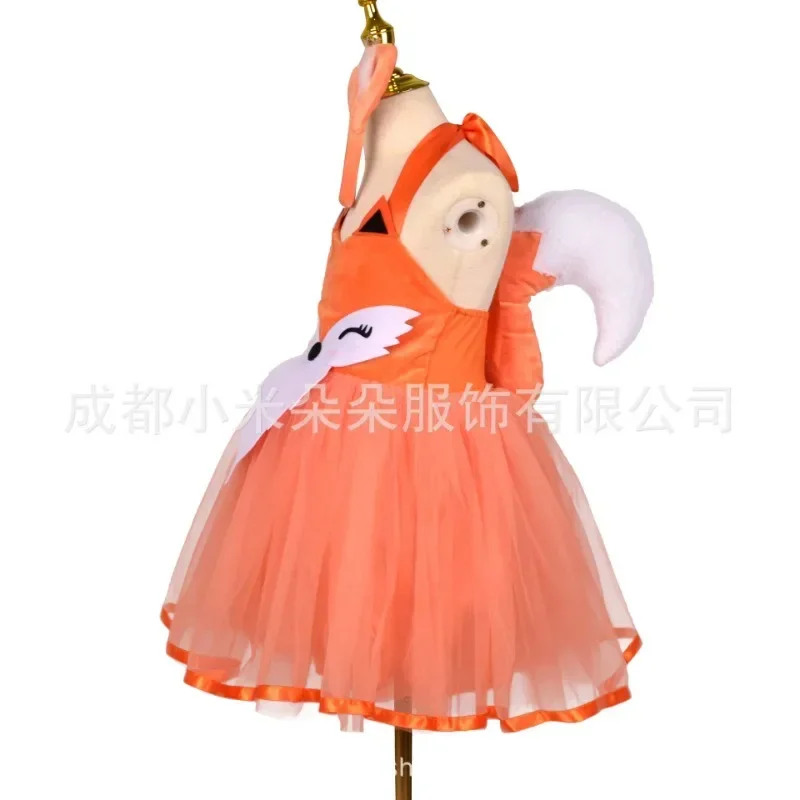 Cute Girls Halloween Fox Cosplay Costumes for Kids Animal Dress Up with Headband Tail Carnival Chrismas Cloth Purim