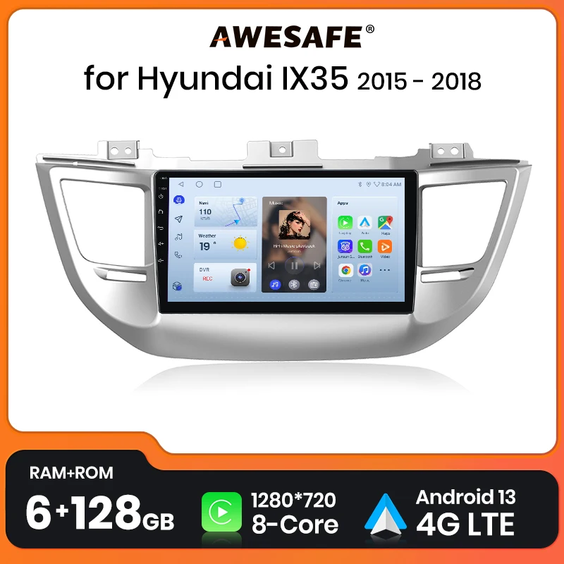 

AWESAFE Wireless CarPlay Android 13 Radio For Hyundai IX35 Tucson 3 2015 - 2018 GPS Navigation Stereo Car Intelligent Systems