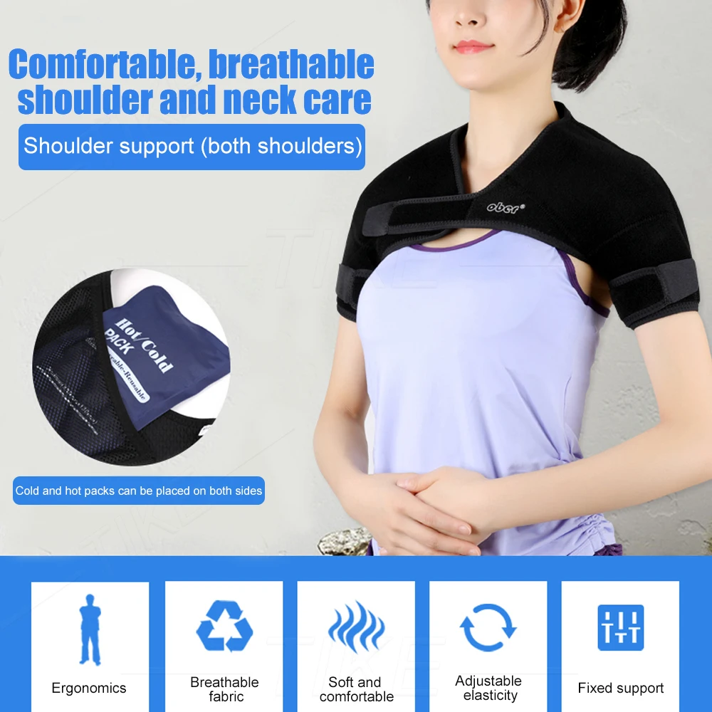 TIKE Double Shoulder Brace - Torn Rotator Cuff Support Tendonitis Dislocation Bursitis Neoprene Shoulder Compression Sleeve Wrap