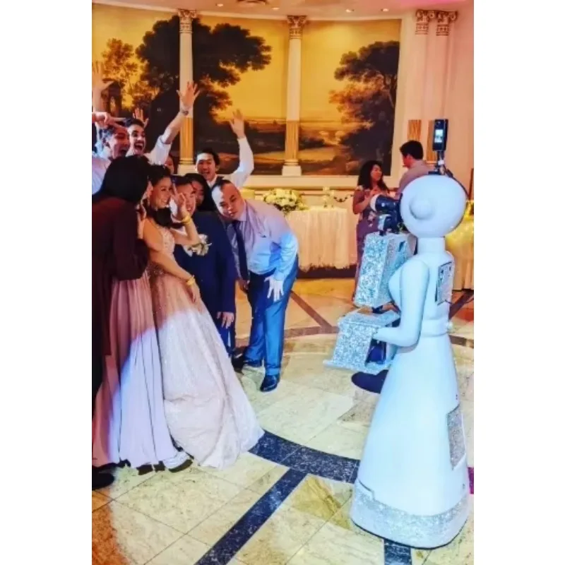 Wedding Party 360 Photo Booth Robot Automatic Rotating with Printer All in One Selfie Machine Customized