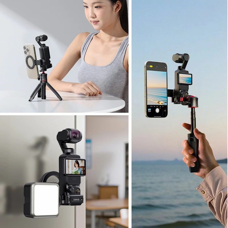 Ulanzi PMO1 Pocket 3 محول توسيع مغناطيسي مع حذاء بارد لـ DJI Pocket 3 حامل هاتف الكاميرا توسيع مدونة الفيديو المباشرة