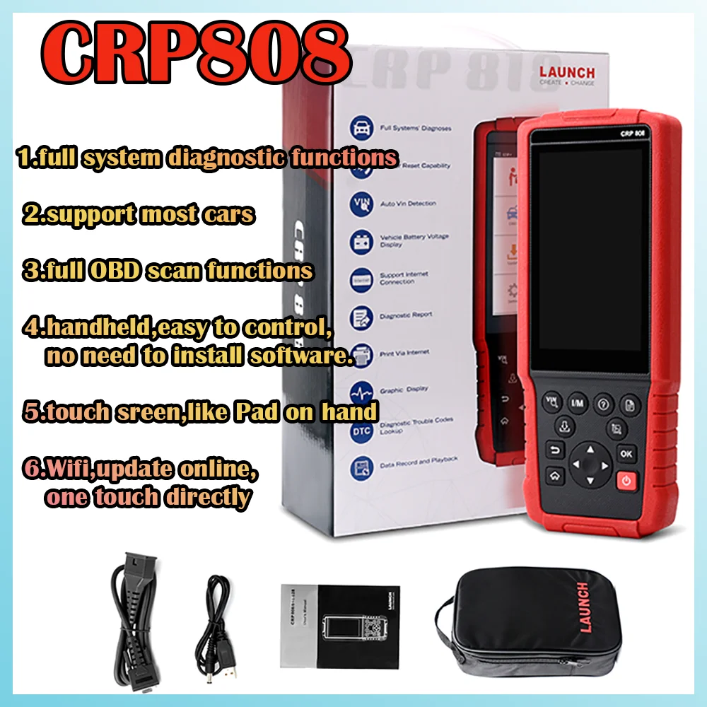 

2025 CRP808 Powerful Scan Tool Supports OBD2 Full System Diagnostic Handheld Reading And Online Updates Without Register Quality