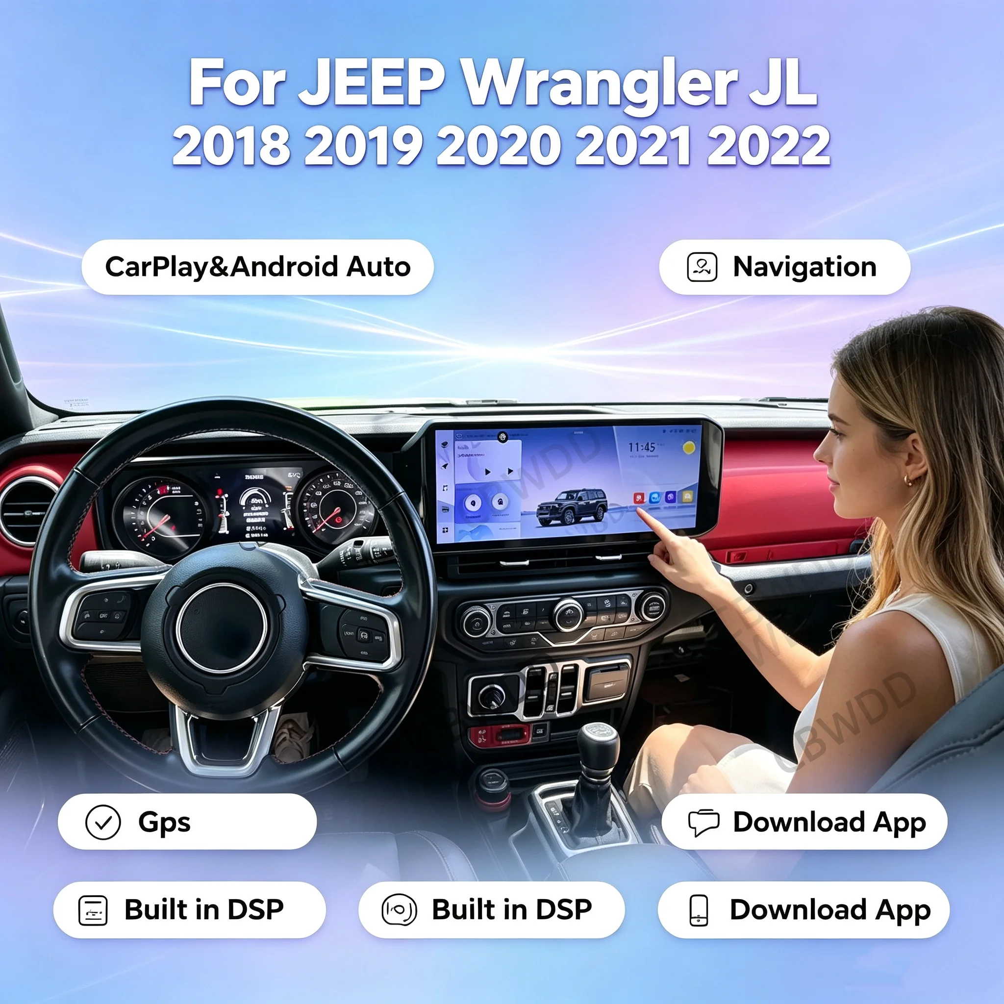 AF 15 Inch For JEEP Wrangler JL 2018 2019 2020 2021 2022  Car Radio Android Auto Multimedia Video Player GPS Navi Carplay DSP