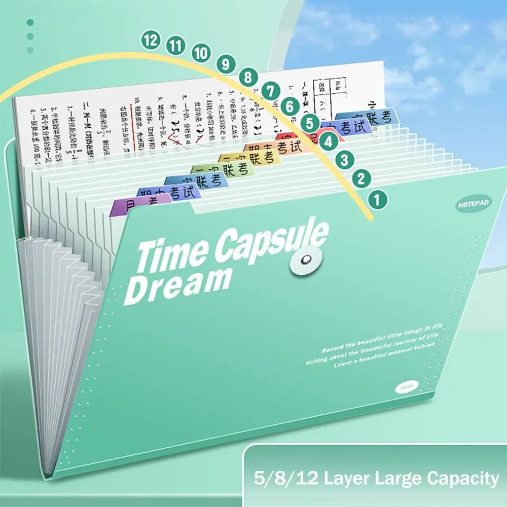 

Creative Waterproof A4 File Folder Test Paper Storage 5/8/12 Pockets Organ Bag Classified Storage PP Document Bag Gift