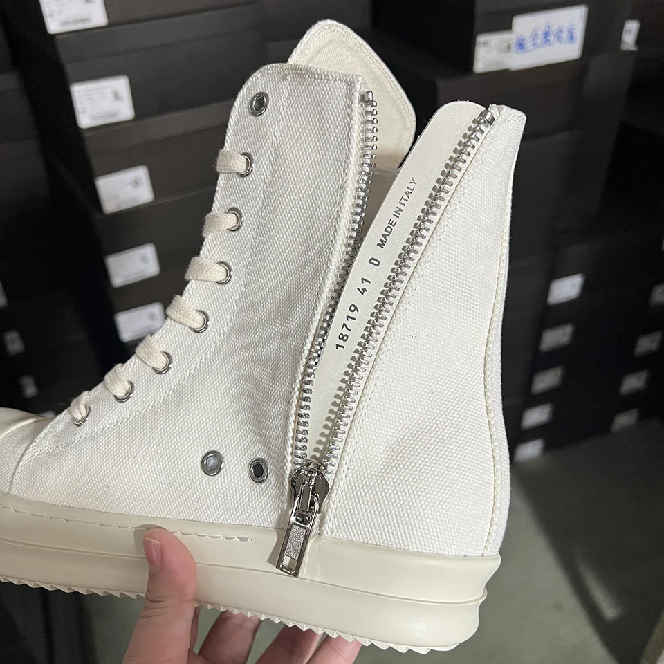Marken-Herrenschuhe Ro Casual Canvas-Schuhe High-Top Damen-Sneakers Qualitäts-Schwarze Knöchelstiefel Designer-Reißverschluss Luxus-Schnürschuhe Flache Schuhe