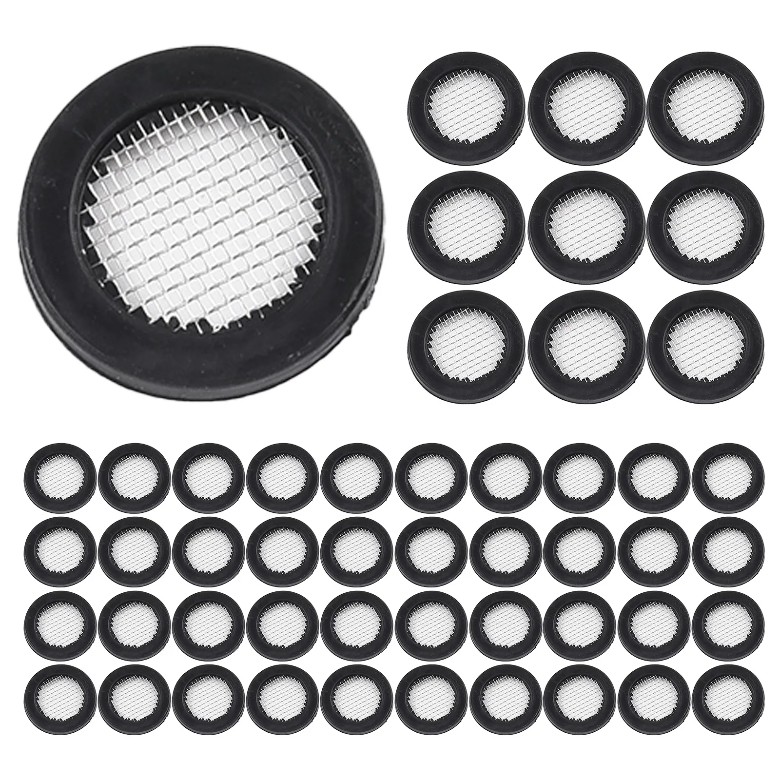 Hose Gasket Rubber Washer 20pcs 40 Mesh Accessories Black Filter Net For 1/ 2in Tap Head O Ring Replacement Seal