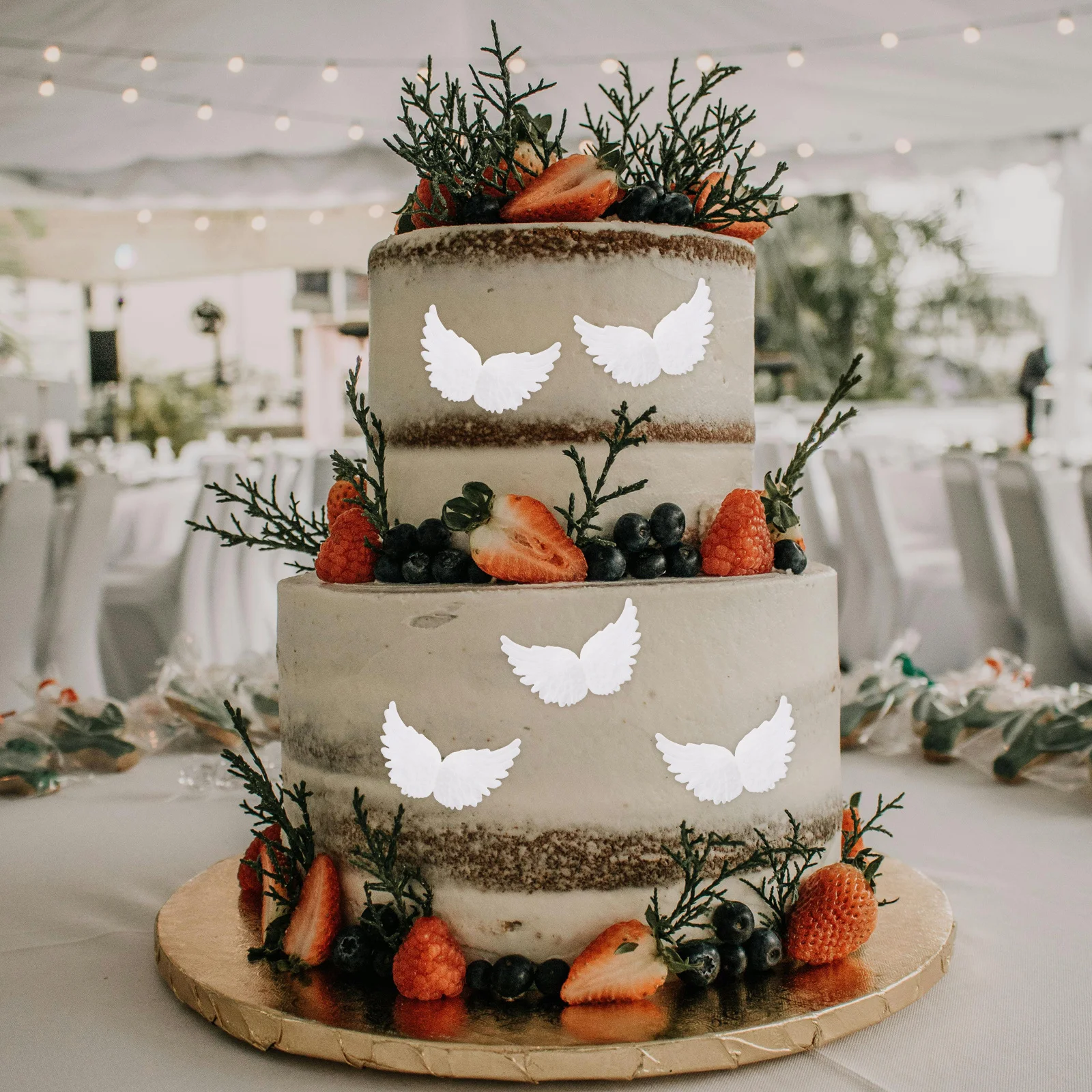 

18Pcs White Mini Wings Cake Decor Angel Topper Reusable Plastic Cupcake Party Holiday Craft Decoration Festive Event Accessory