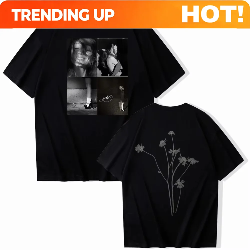 2026 Singer Ariana Grande Petal T-shirt Unisex Harajuku Short Sleeve O-neck Casual Shirt Y2k Top Short Sleeve Casual Clothing