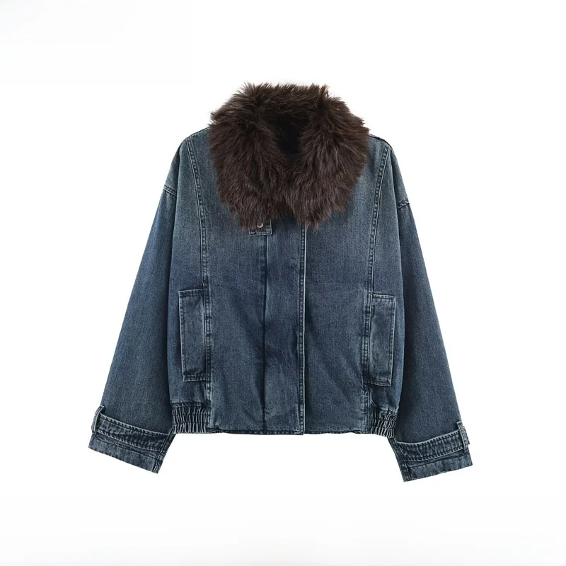 

Faionable Denim Pilot Jaet Верхняя одежда ZR Sle Зимнее новое поступление Женская одежда Длинная застежка на пуговицы Све из полиэфирного волокна