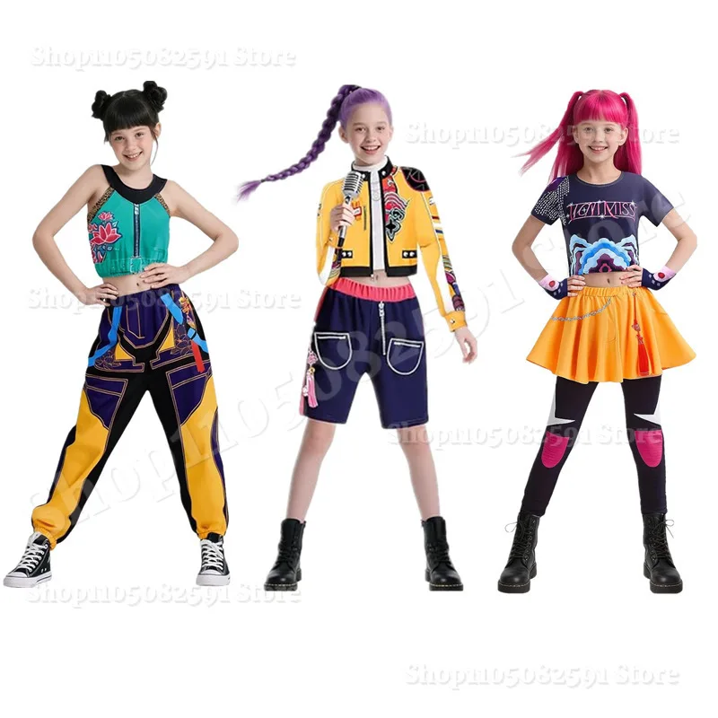 

2025 Huntrix Golden KPDH KDPop Rumi Mira Zoey Cosplay Costume Kids Girls Birthday Party Halloween Stage Performance Clothes