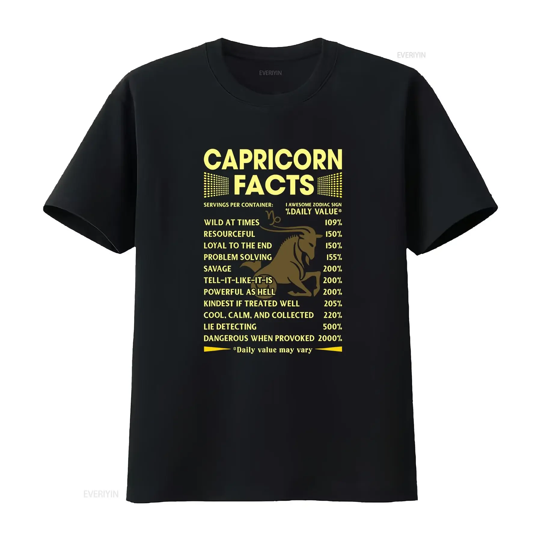 Capricorn Facts Zodiac Funny Birthday T Shirt vintage Washed Soft Stretched Slightly streetwear Comfortable Casual Unisex