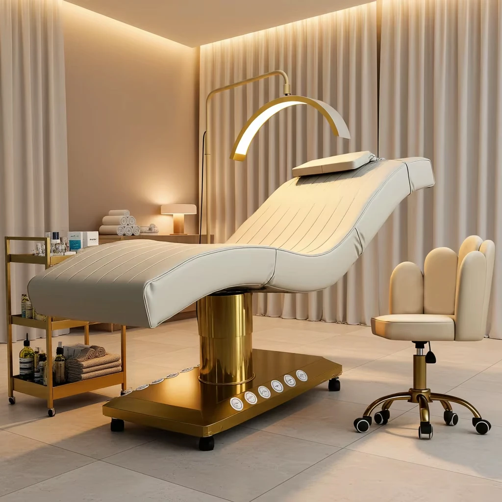 

Lash Bed for Salon Electric Beauty Bed 3/4 Motor Adjustable S-shaped Curved Massage Table Spa Facial Beauty Lash Bed for Salon