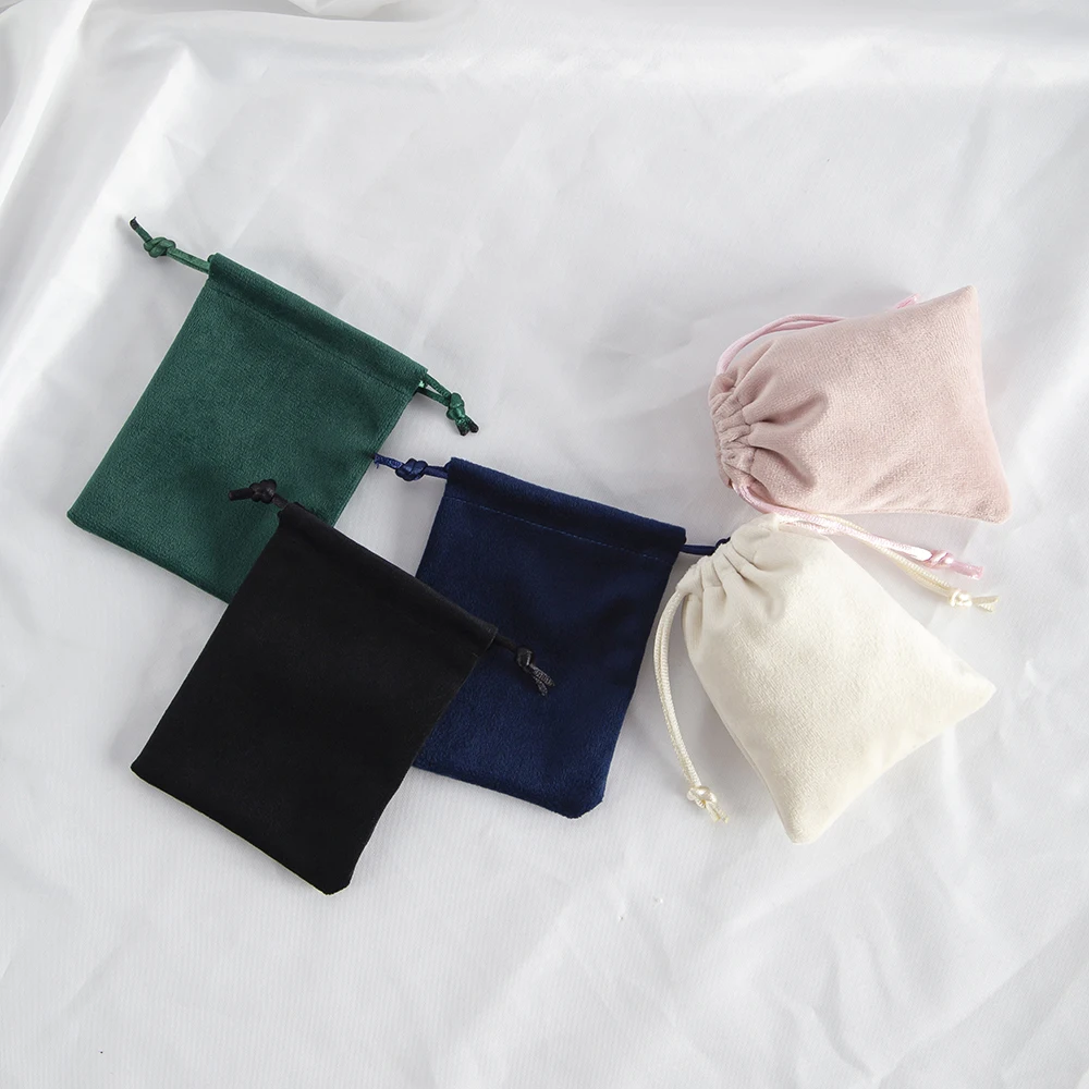 5pcs Soft Velvet Jewelry Drawstring Bag Ring Earring Bracelet Pendnat Packaging Gift Present Wedding Party Portable Storage Sack