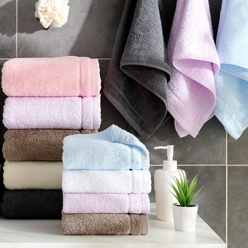 3pcs Luxury 100% Cotton Towels 35x75cm White Blue Hand Face Towels Pure Cotton Solid Color Thickened Bath Towels Hand Towels