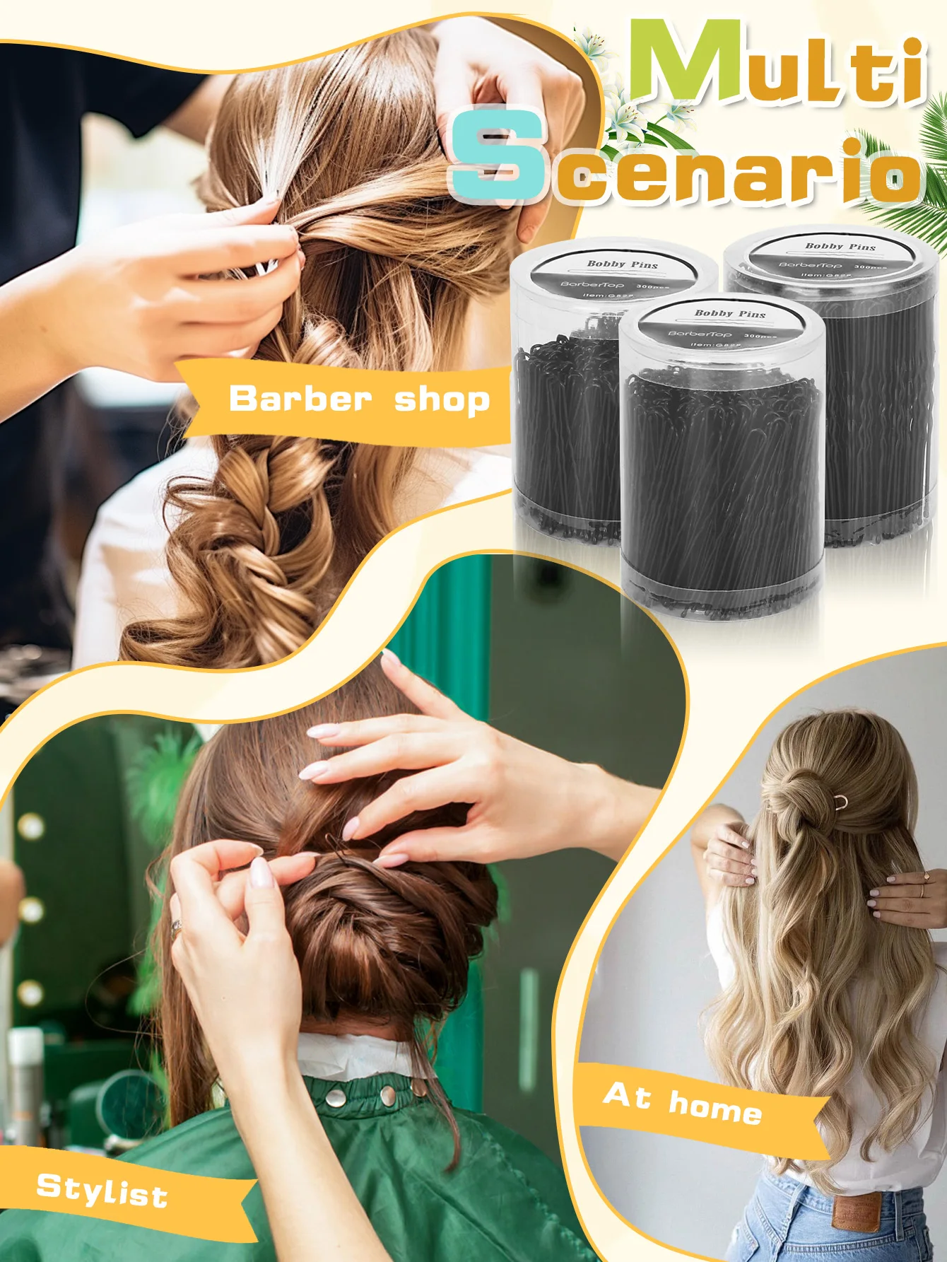 S/M/L300Pcs Metal U Shaped Hair Clips, Alloy Waved Bobby Pins, Wedding Bridal Hairpins For Women Hairstyle Headwear Accessories