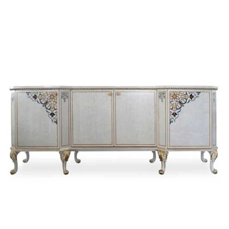 wood dining side cabinet European parquet solid wood dining room dish cabinet French entrance decorative locker