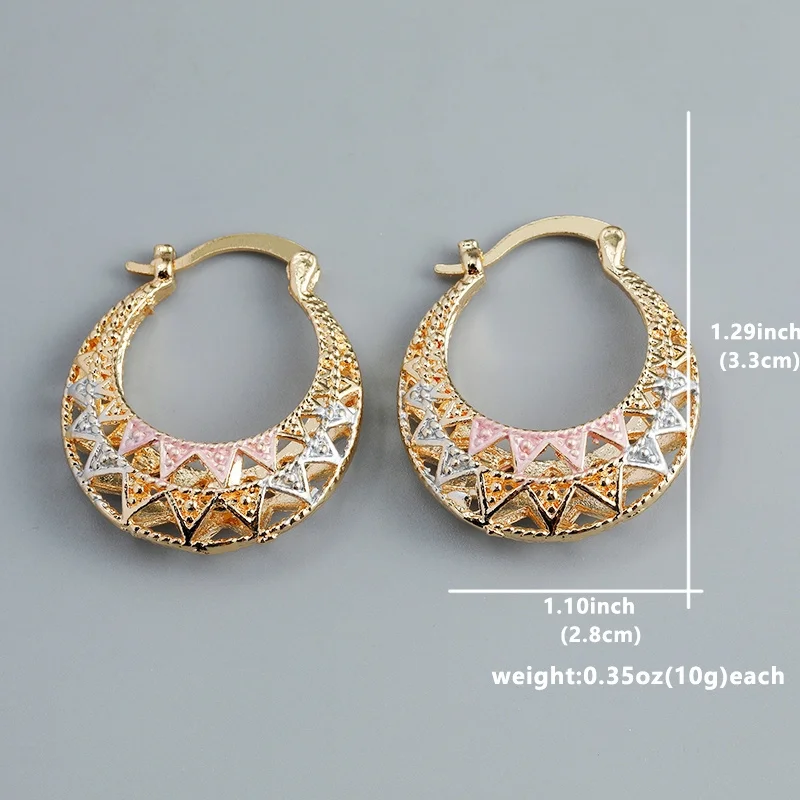 New Classic Trendy Hollow out Gold Earrings Copper Plated Round Eardrop For Women Girls Fashion Jewelry Accessories Wedding Gift