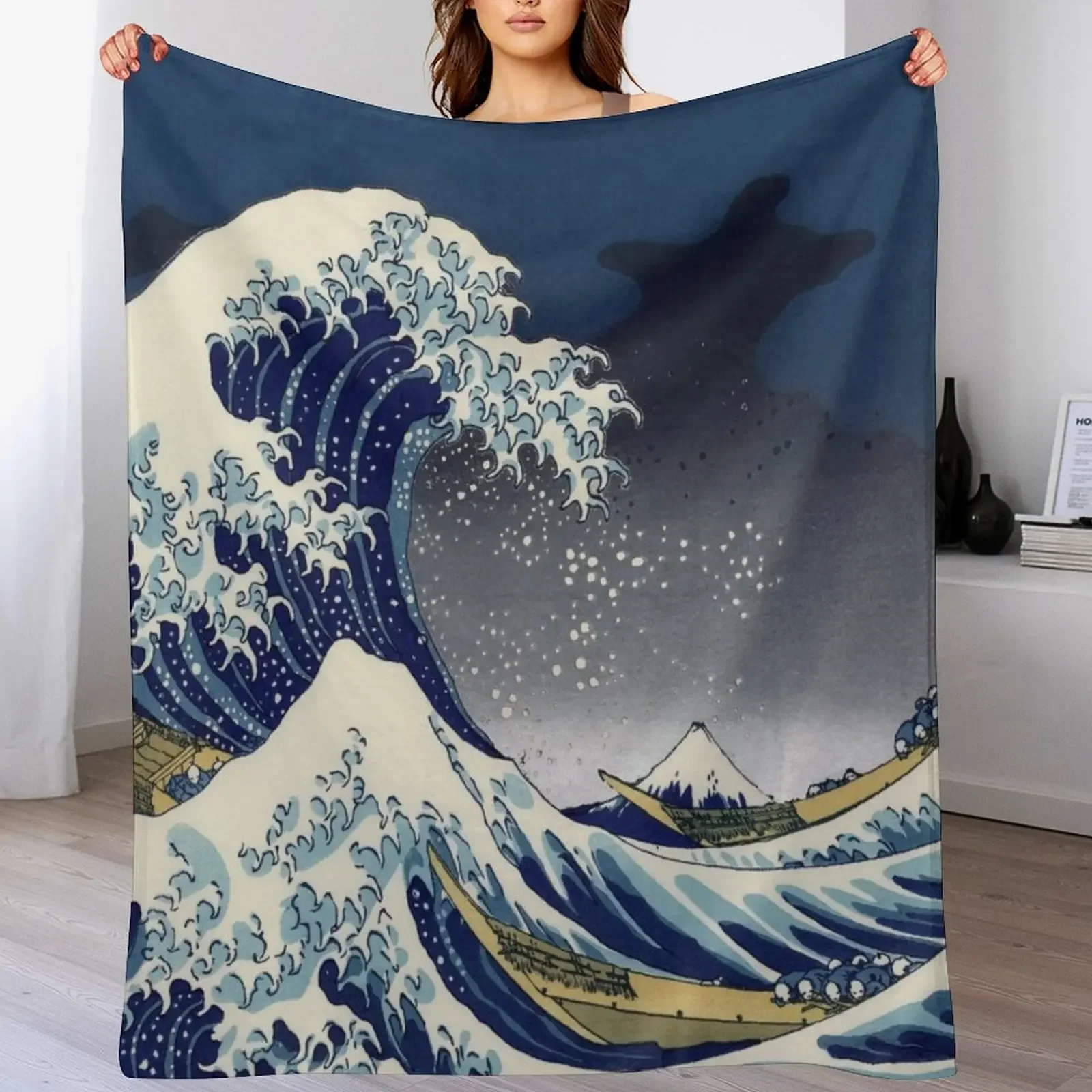 

Great Wave: Kanagawa Night Throw Blanket Tourist Blankets For Sofas Hair manga Blankets