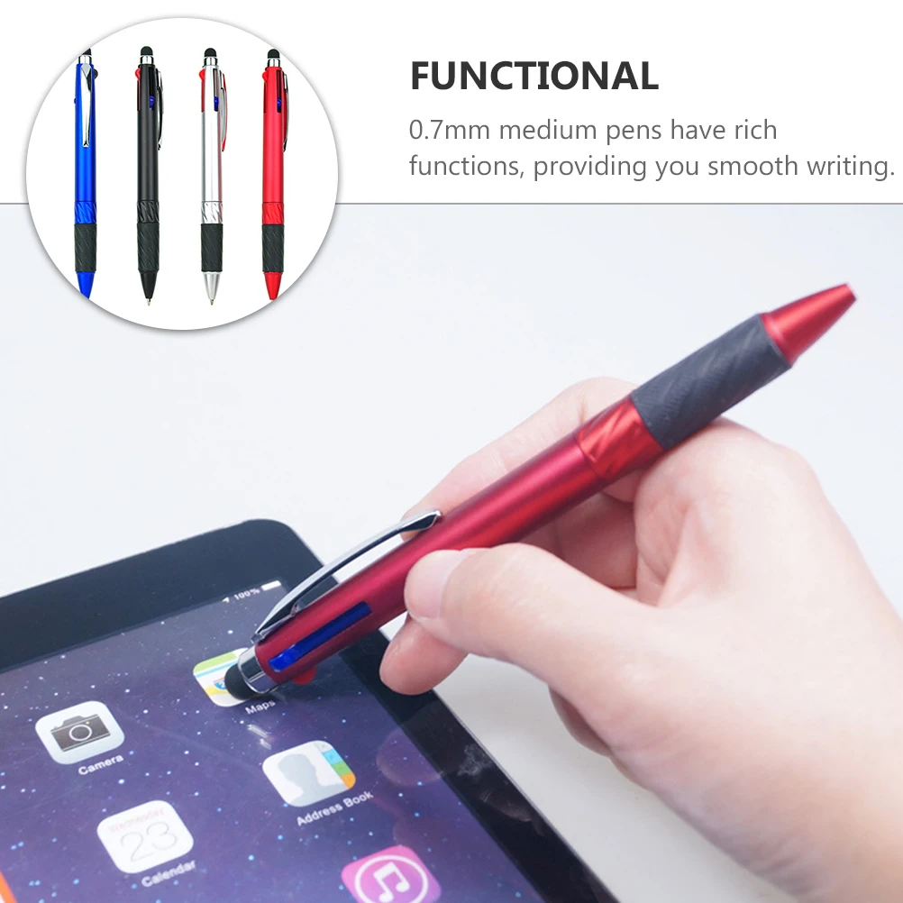 

Slim Stylus Ballpoint Pen Metal Clip Comfort Grip Writing Pens Portable Meeting Precision 3 Color Pens Office School Travel