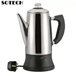 Electric Coffee Maker Pot, Stainless Steel Percolator, 110V, 220V Plug, 1.8L Large Capacity, Gift for Coffee Lovers, 12Cups