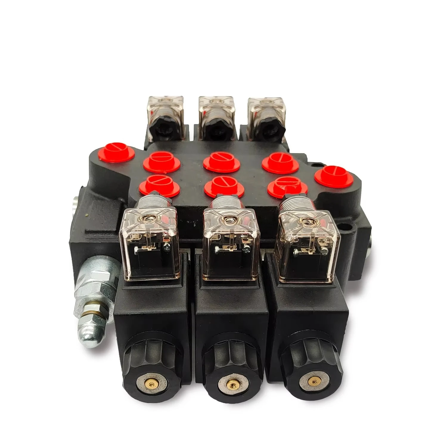 DCV40 سلسلة 3 بكرة صمام التحكم الاتجاهي أحادي الكتلة اليدوية 40 لتر / دقيقة صمام هيدروليكي