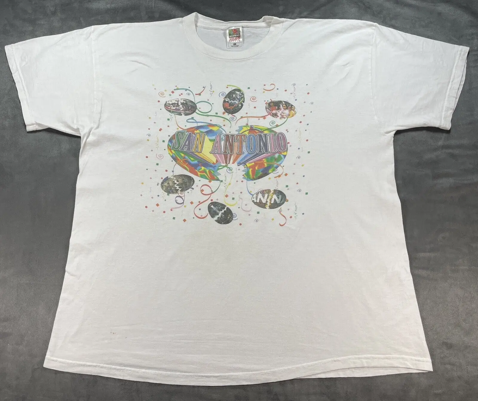 

Vintage San Antonio Texas cascarones confetti eggs Shirt Fiesta Party White 2XL