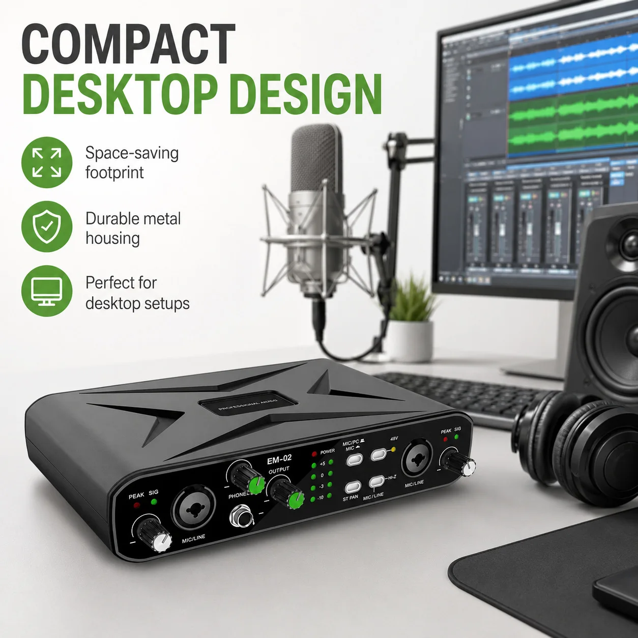 Stereo headset external sound card USB computer drive-free recording sound card, multi-scene Audio LIVE sound card