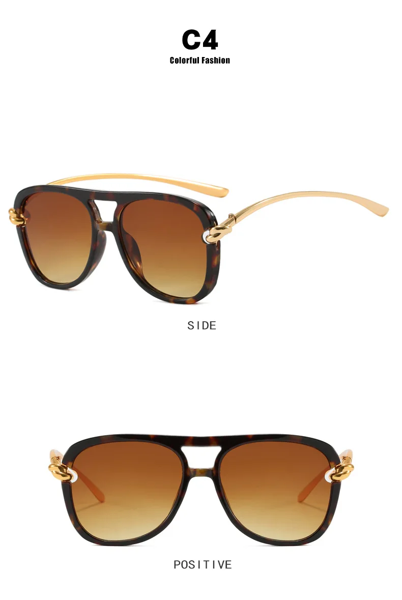 Vintage Knoten Bein Oversize Quadratische Cat Eye Sonnenbrille für Frauen Neue Mode Legierung Schwarz Gradienten Sonnenbrille Damen Elegante Shades – Detail 11