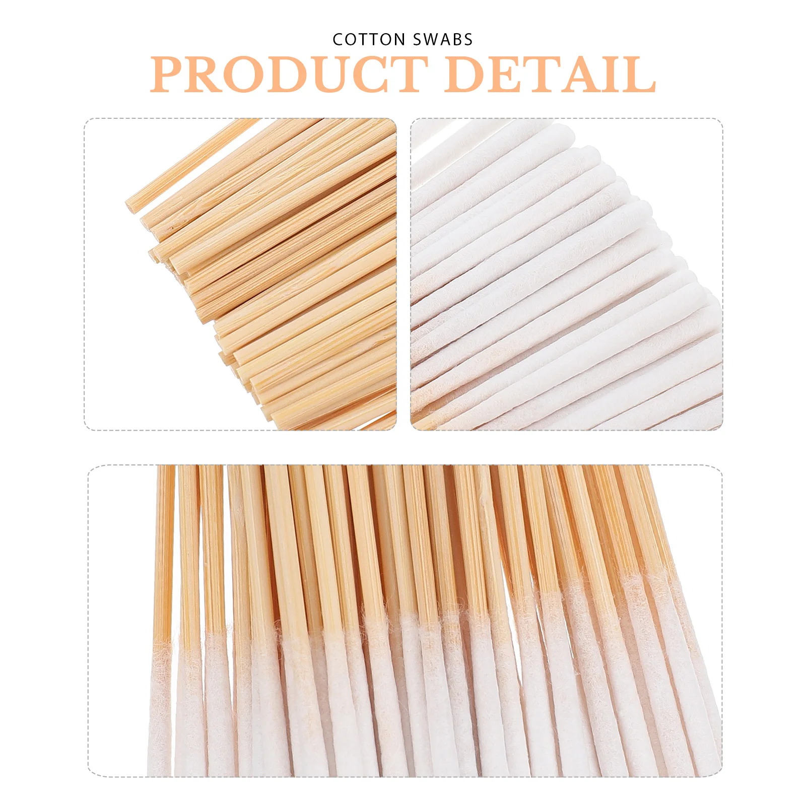 

300pcs Bamboo Cotton Swabs Reusable Beauty Accessory Absorbent Pointed Stick Household Portable Hygiene Paper
