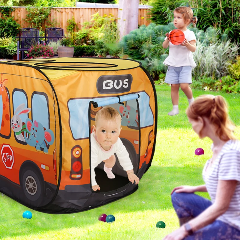 Children's Pool Car Tent House Fire Truck  Animals Bus Indoor And Outdoor Game House With Sunroof Toys Foldable Ball Pool