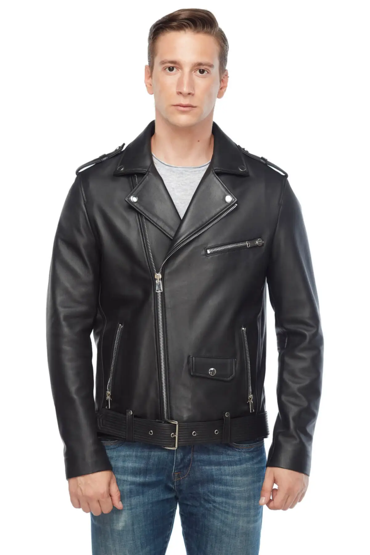 Men's genuine leather Biker coat spring autumn season sports classic coat jackets design casual clothing handmade turkey