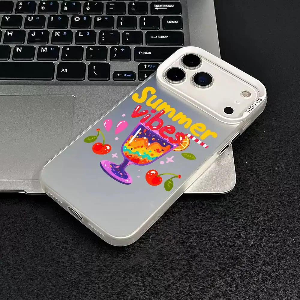 حافظة هاتف صيفية IMD لون فضي شل لهاتف آيفون 17 16 15 14 13 12 11 Pro Max Plus Air