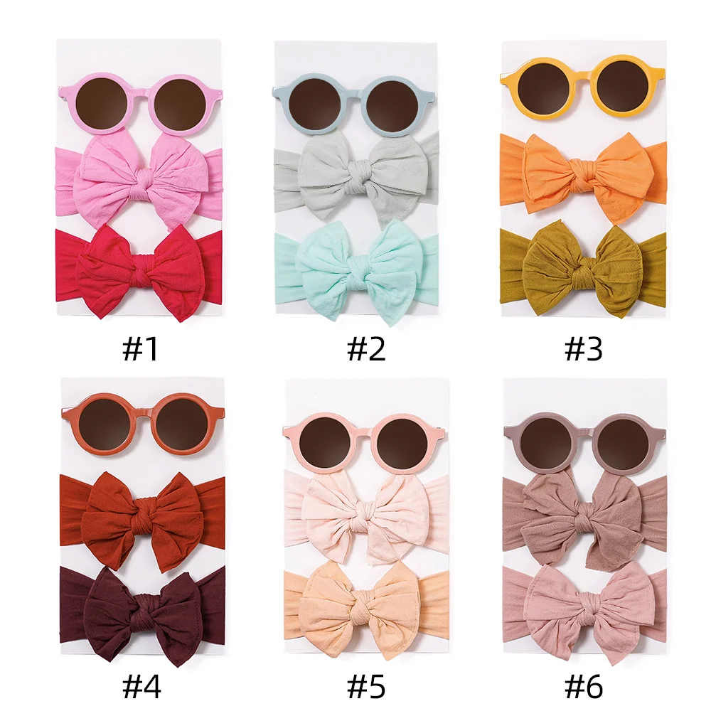 Bow Headband Wear Resistant Comfortable To Wear Three Piece Set Multicolor Clothing Accessories Kids Sunglasses Durable