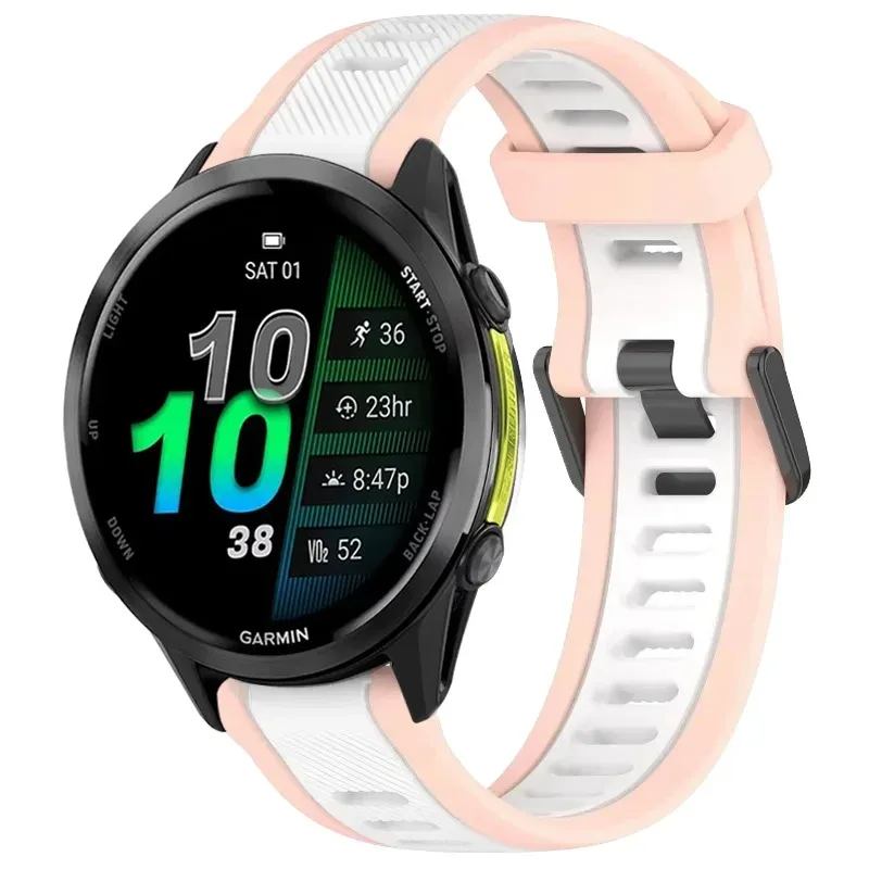 Pulseira de silicone de 18mm 20mm 22mm para huawei watch 5 46mm 42mm/GT5-4-3 pulseira macia para garmin forerunner 570 970 55 965/ativo 5 6