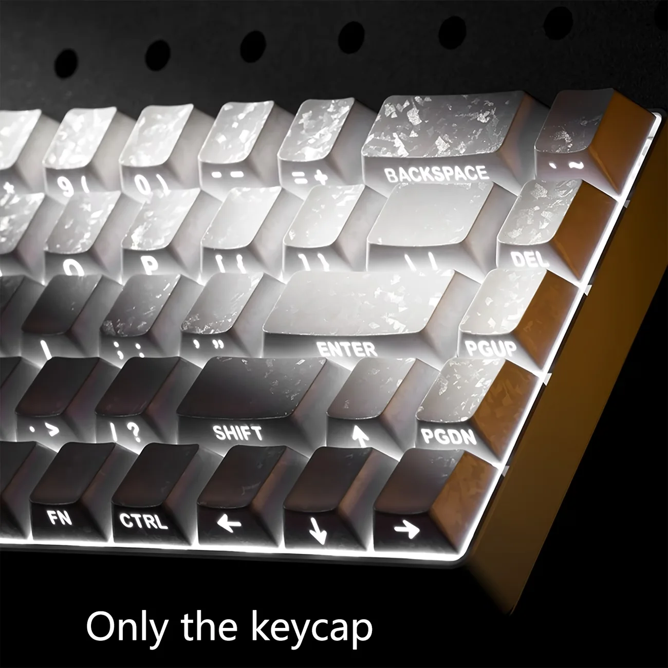 Carbon Fiber PBT Keycaps, Cherry MX Compatible, Cross Stem, Shine-Through Backlit, Side-Engraved, Cherry Profile, 6.25U Spacebar