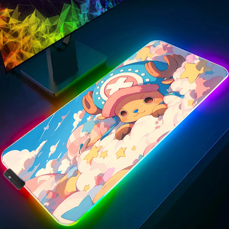 

RGB Mouse Pad one Piece Tony Tony Chopper Backlight Gaming Accessories Computer Speed Mini Gamer Keyboard LED Desk Mat Mousepad