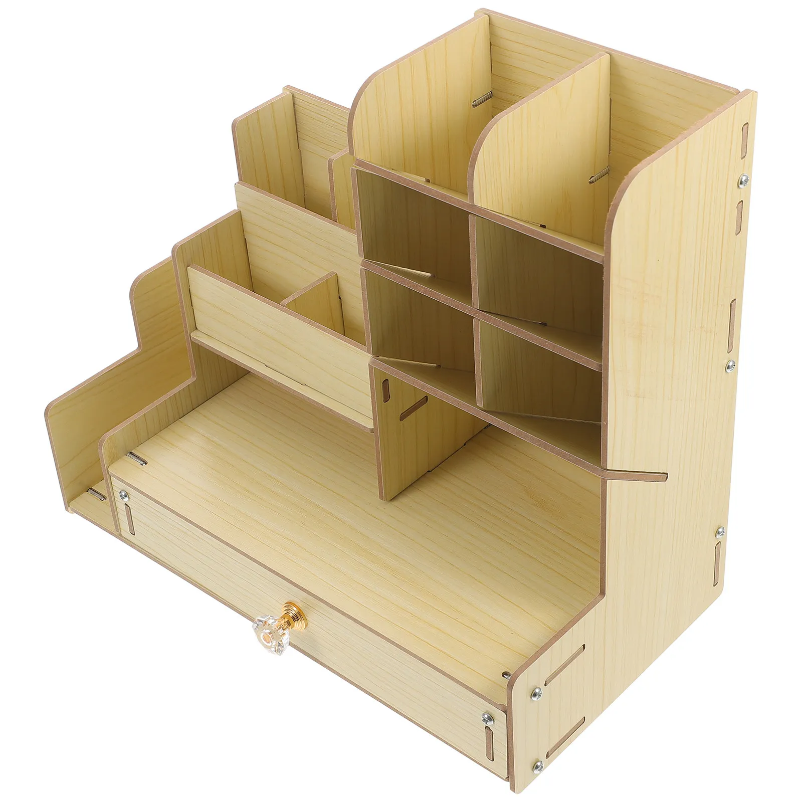

Compact Wooden Desk Organizer with Multiple Grids for Pens Markers Scissors Notebooks Storage Home Office School Classroom