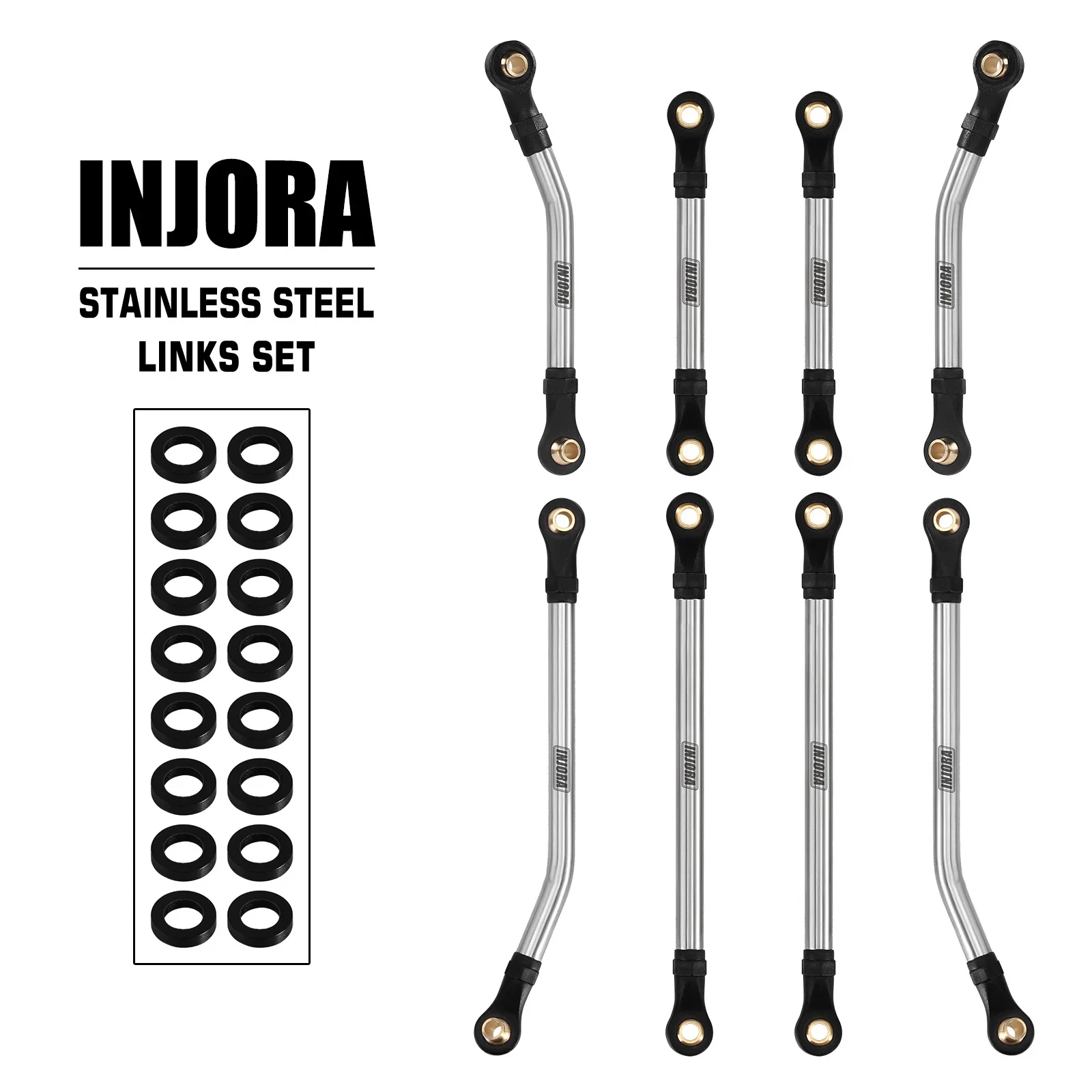 INJORA Stainless Steel High Clearance Chassis Links Set for 1/18 RC Crawler TRX4M High Trail K10