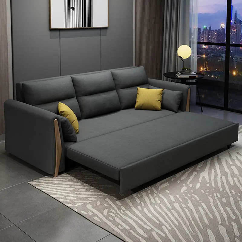 Multifunctional folding sofa bed dual-purpose small apartment living room removable and washable double telescopic storage