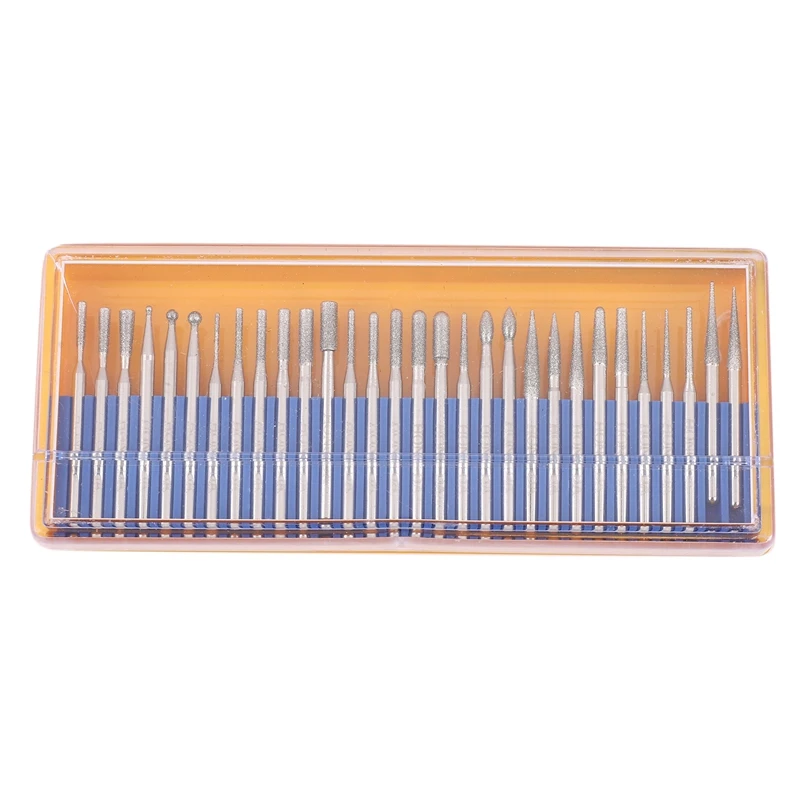 WFF 30 個バーダイヤモンド研削ヘッドセットコーティングされた彫刻バリロータリーツールビットグリット 120 シャンク 3 ミリメートル 1/8 インチドレメルツールアクセス用