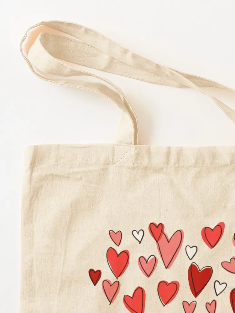 Cute Dachshund Puppy Dog with Valentine Hearts Tote Bag custom bags canvas shopping bag Women's shopper