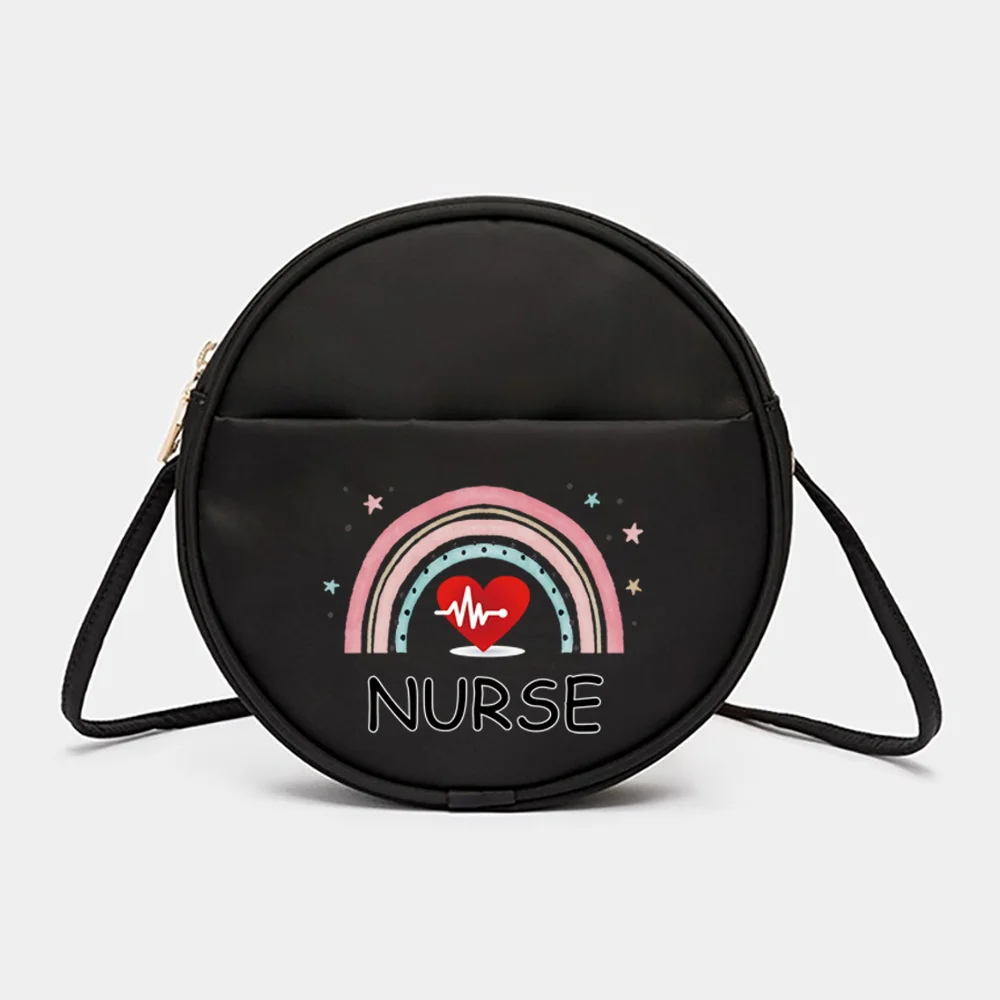 Womens' Messenger Bag Nurse Series Pattern Mini Round Messenger Shoulder  Crossbody Bag Top-Handle Bags Makeup Finishing Bags