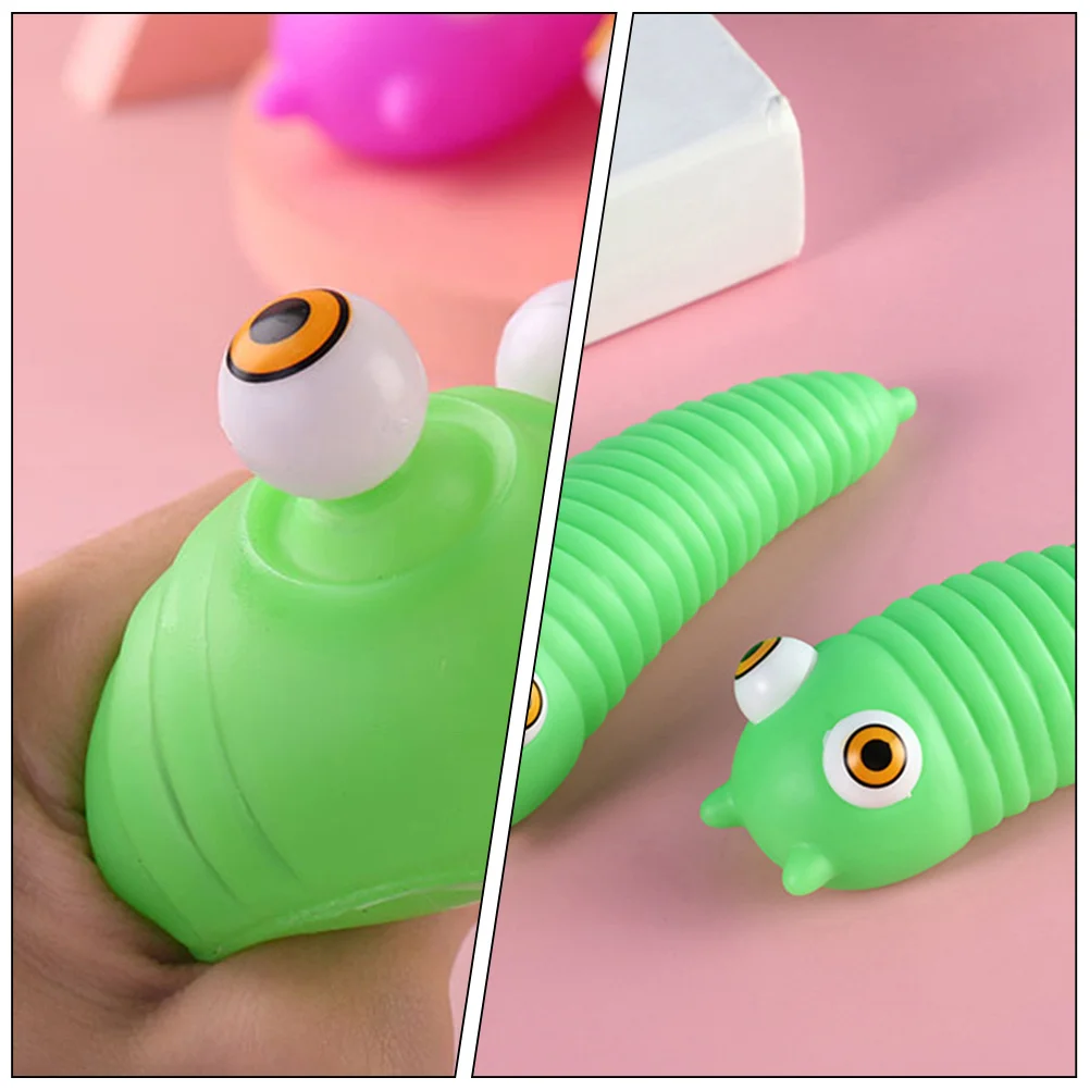 3 pz Decompressione Caterpillar Fidget Verde Spremere Sensoriale Alleviare Lo Stress Riutilizzabile Per Bambini Scrivania Per Adulti Divertimento Popping Occhi Sensoriali