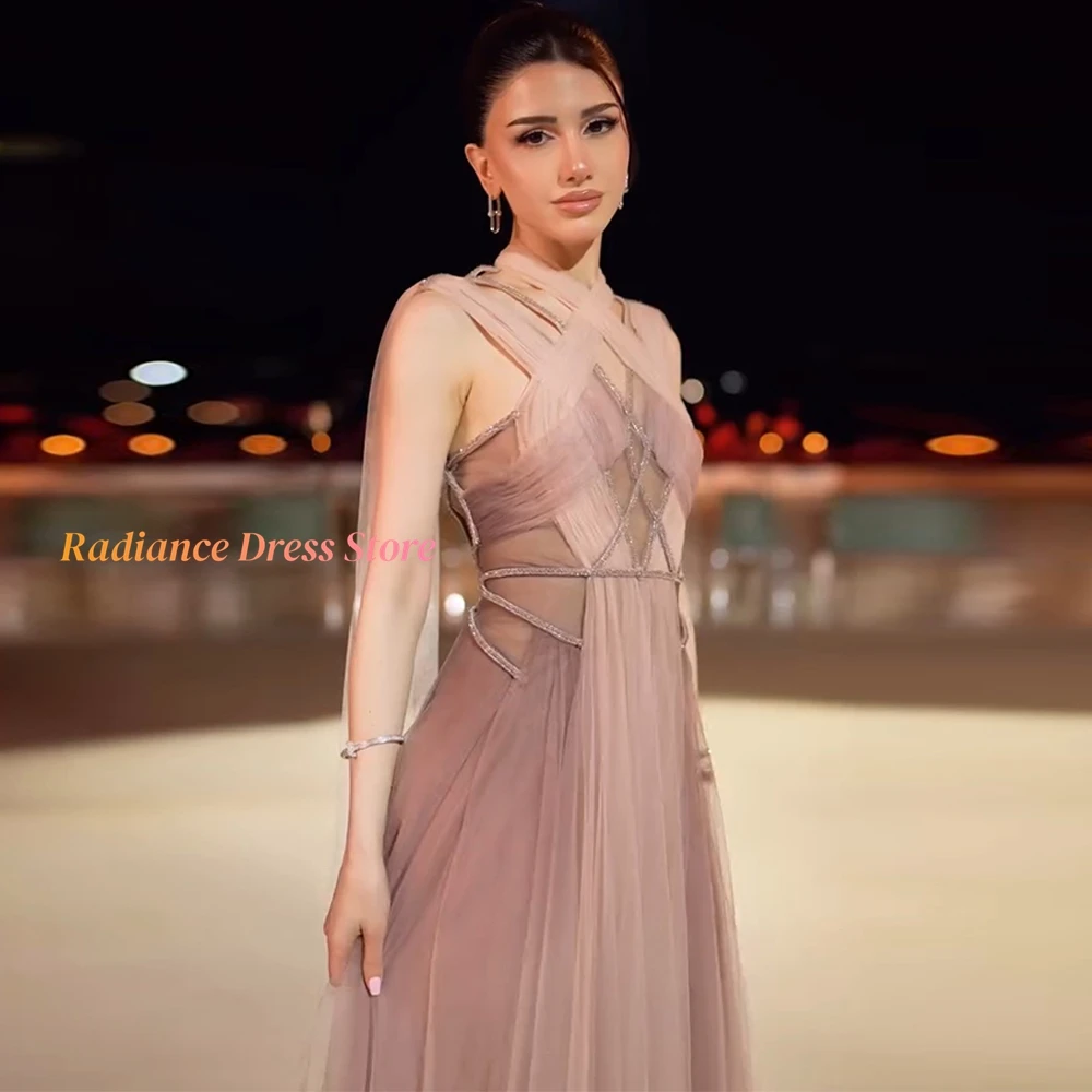 Customized Fashion Tulle Evening Dress Temperament Halter Sleeveless Homecoming Dresses Exquisite Special Occasion Gowns